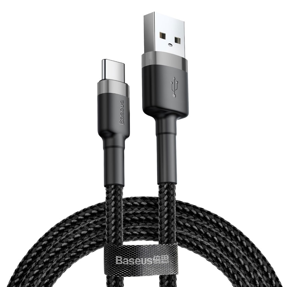 Baseus Cafule USB naar USB-C kabel 0,5m - Gevlochten Zwart