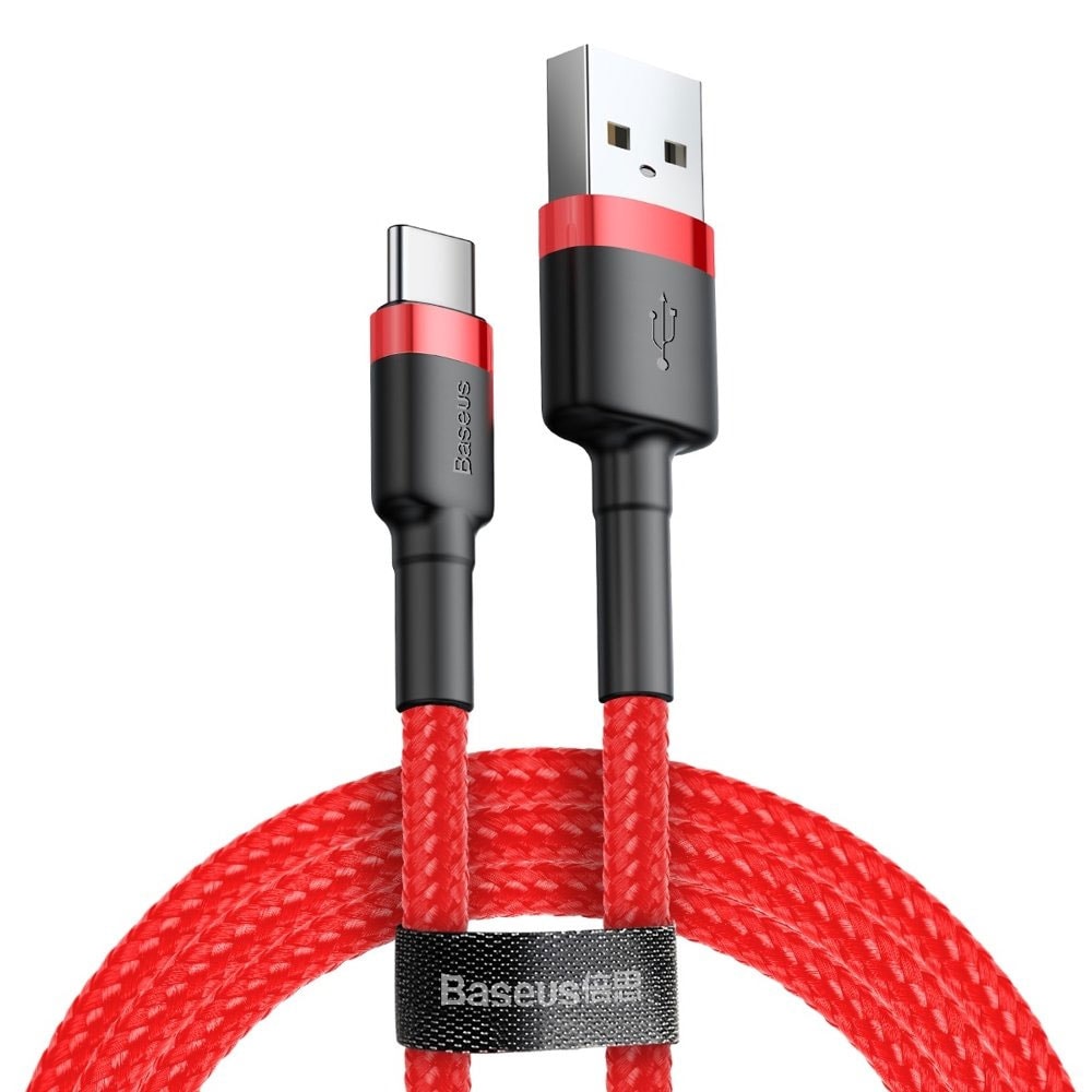 Baseus Cafule gevlochten USB-kabel USB naar USB-C 2A 3m - Rood