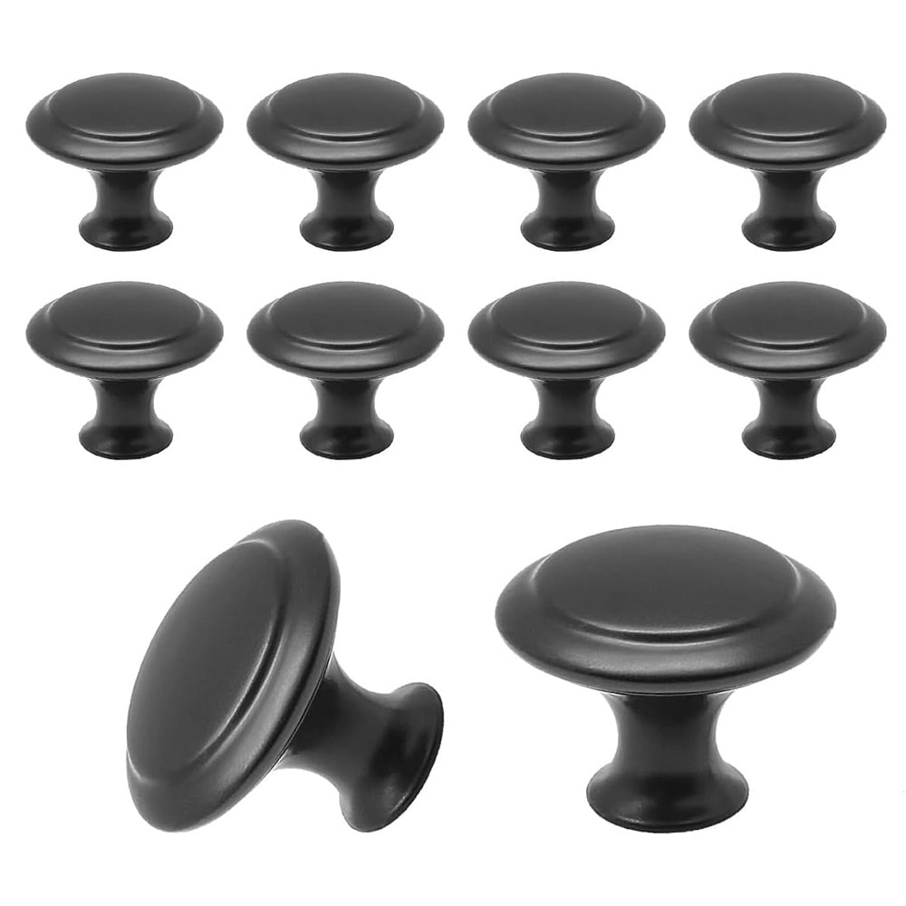 Knoppen voor deuren en laden - 27mm 10-pack Zwart