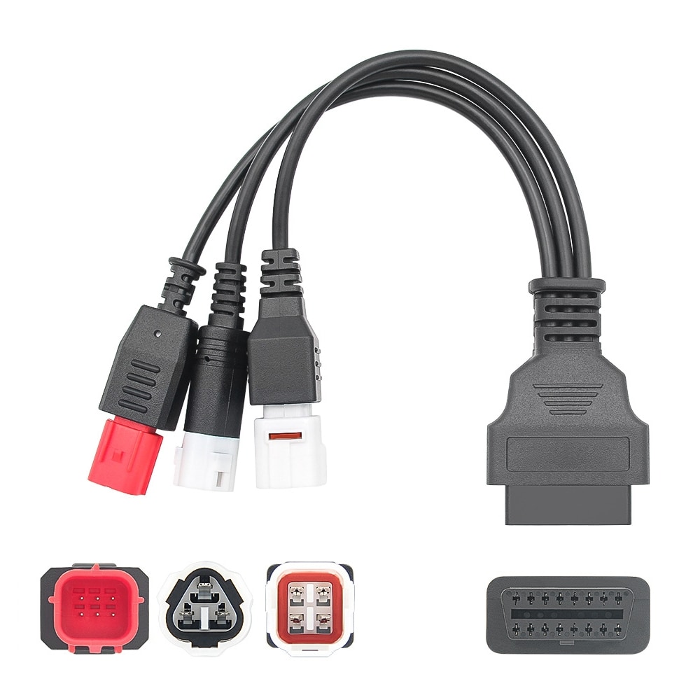 ODBII Adapter - Honda / Yamaha 3i1 OBDII Vrouw naar 3 Pin + 4 Pin + 6 Pin